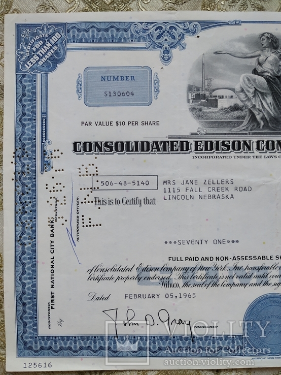 США акции, CONSOLIDATED EDISON COMPANY OF NEW YORK, INC 1965р №33, фото №5