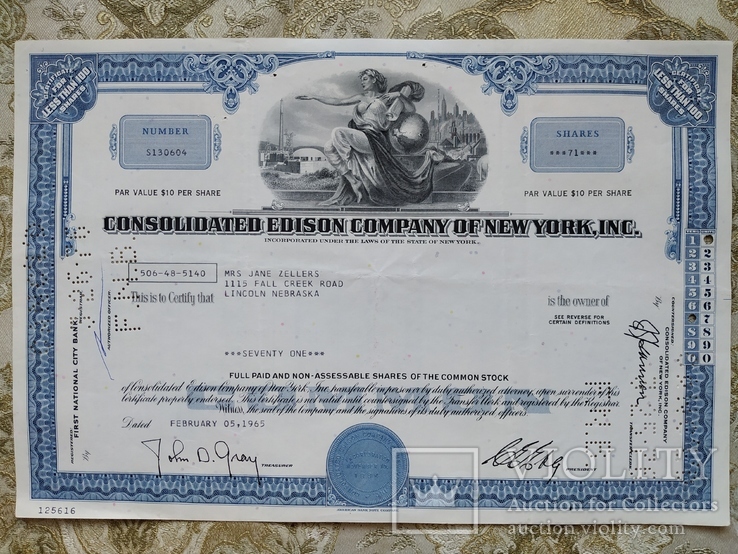 США акции, CONSOLIDATED EDISON COMPANY OF NEW YORK, INC 1965р №33, фото №2