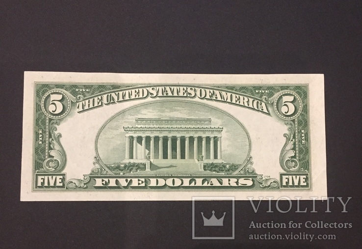 5 $ США 1928 г. “Red seal” UNC, фото №3