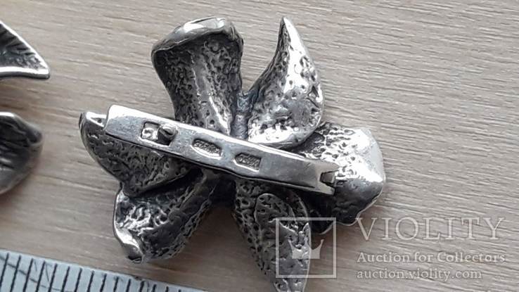 Серьги подвес, серебро 925, Цветок, фото №4