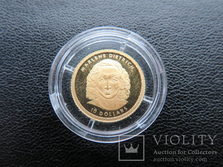 10 $ 2001 год Либерия  золото 1/25 унц. 9999`, фото №2