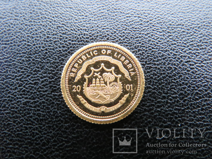 10 $ 2001 год Либерия  золото 1/25 унц. 9999`, фото №5