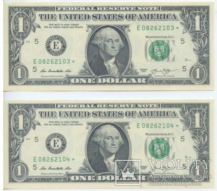 Пара UNC * Замещение 2013 - 1 one dollar USA / Долар заміщення Пресс, фото №2