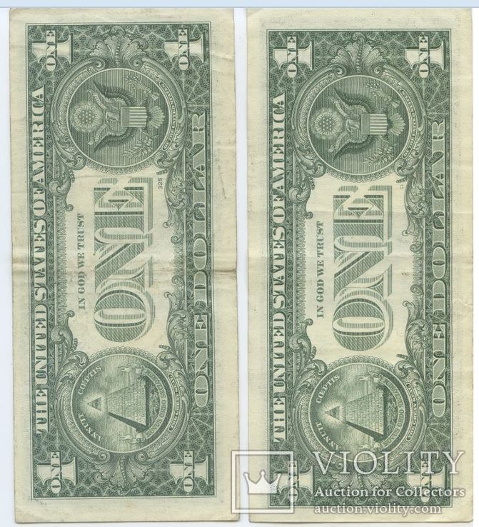 Пара баксов "АнтиДьявольский" номер "999" One dollar USA, фото №3
