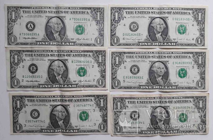 1 доллар США 12 банкнот коллекция по штатам., фото №2