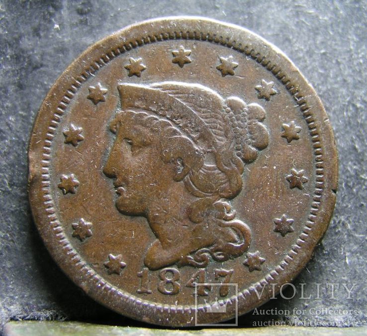США 1 цент, 1847, фото №2