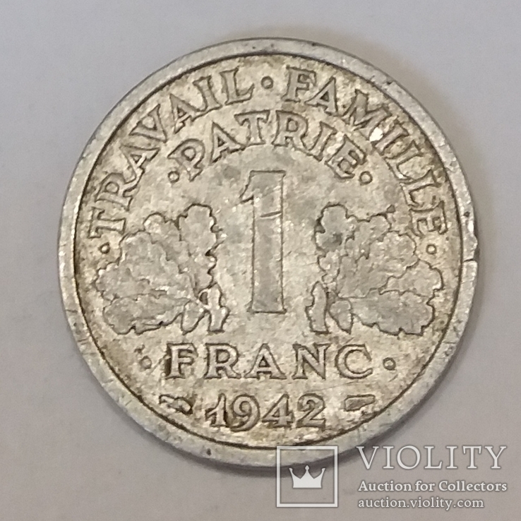Франція 1 франк, 1942, фото №2