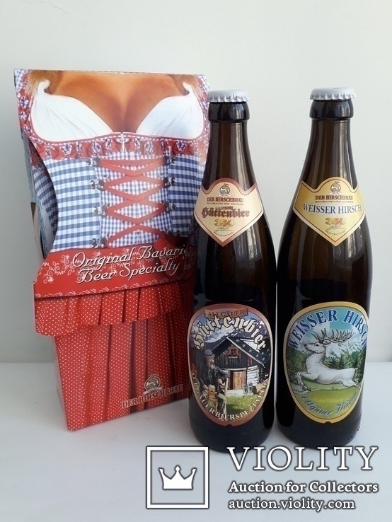 Комплект оригинальной упаковки  из-под баварского  пива "Der Hirschbrau". Германия, фото №2