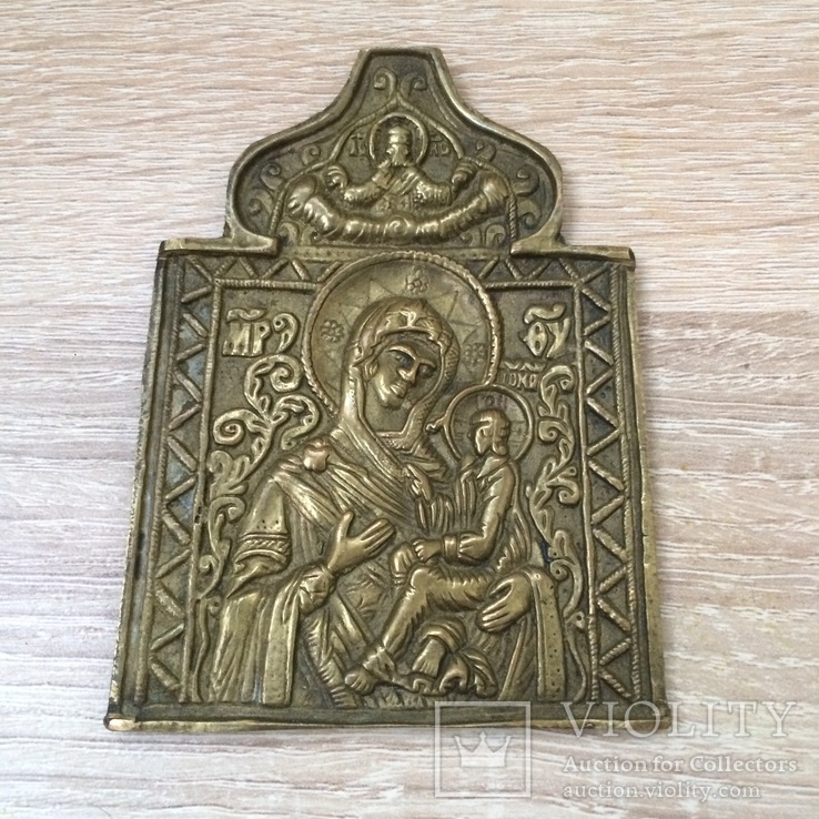 Складень Богоматерь Тихвинская 19 век икона, фото №3