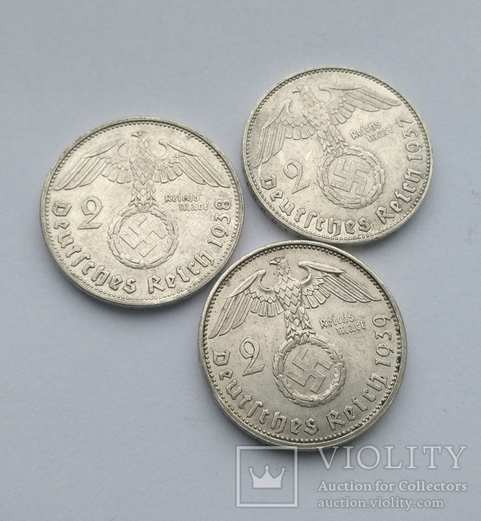 Германия 2 марки 1937 , 1938 , 1939 года ., фото №2