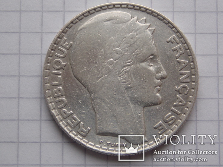Франция. 20 франков 1933 года. Серебро.
