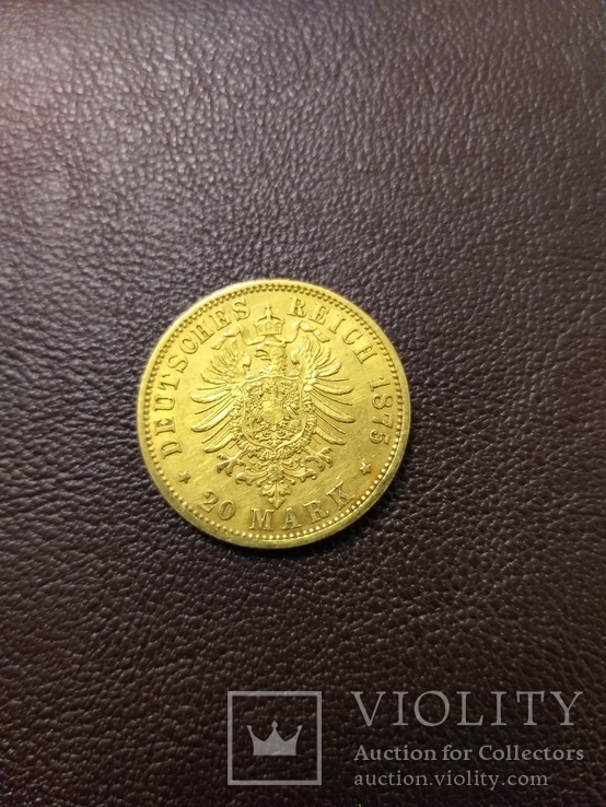 Золото 20 марок 1875 г. Пруссия, фото №3