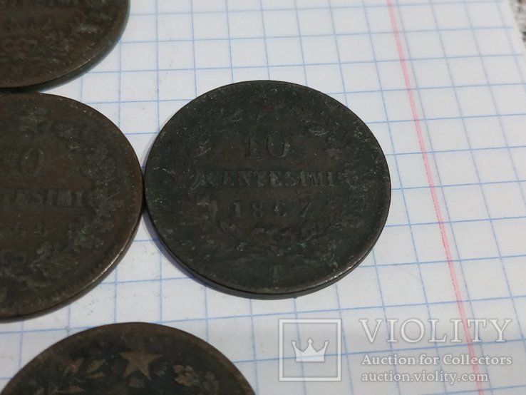 Франция 5 сантимов и 10 сантимов 1862-1894 гг. 11 монет, фото №5