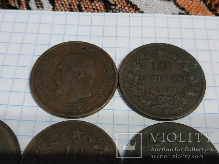 Франция 5 сантимов и 10 сантимов 1862-1894 гг. 11 монет, фото №9