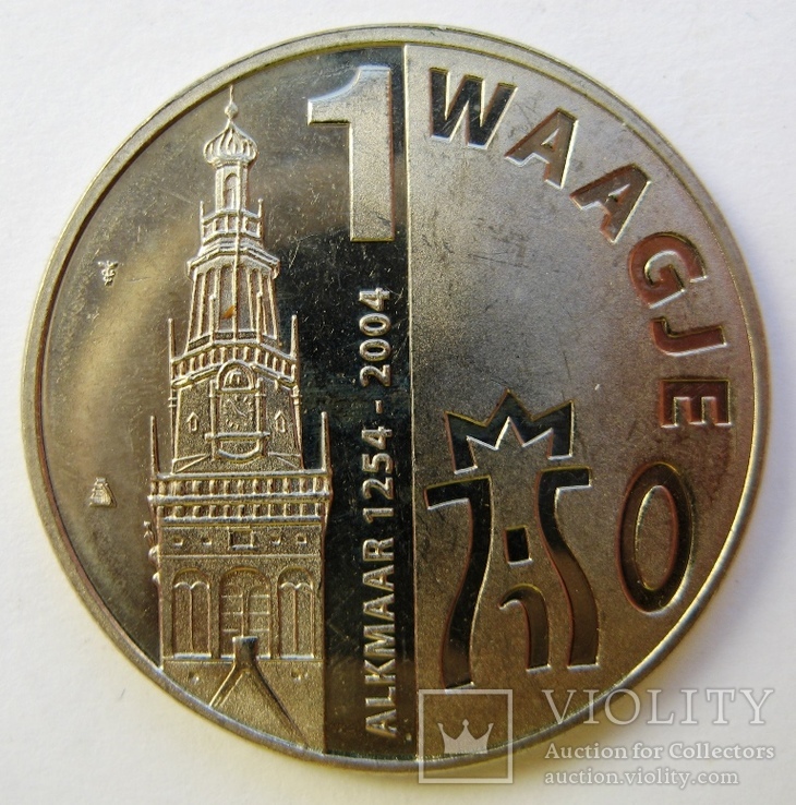 Нидерланды, г. Alkmaar -750 лет, 1 waagje 2004 proof, фото №3