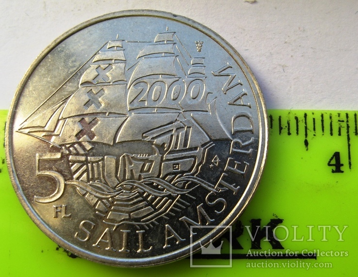 Нидерланды, г. AMSTERDAM -Регата, 5 florin 2000 PROOF, фото №4