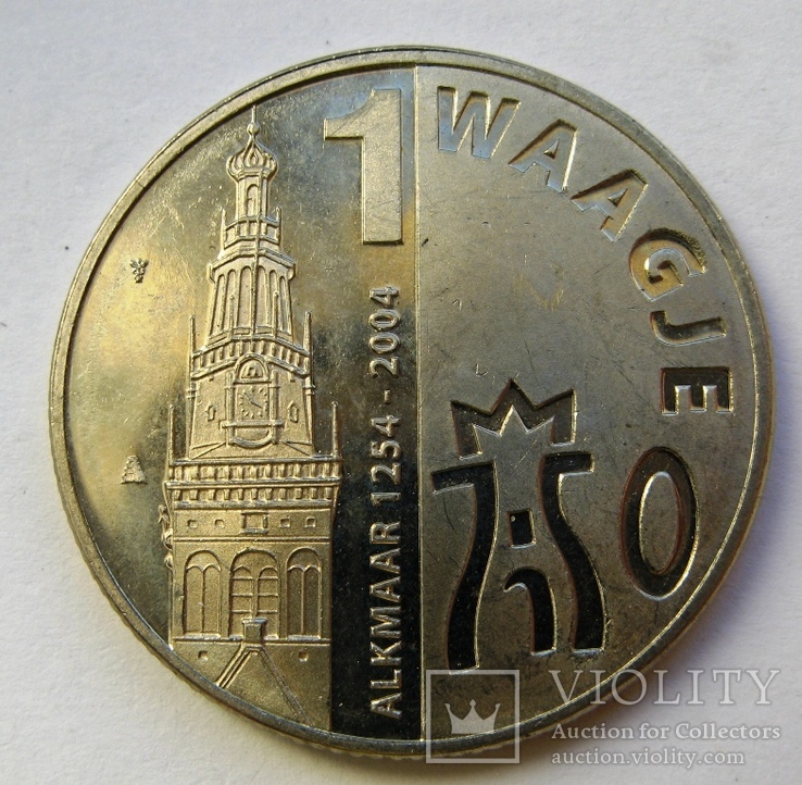 Нидерланды, г. Alkmaar -750 лет, 1 waagje 2004 PROOF, фото №3