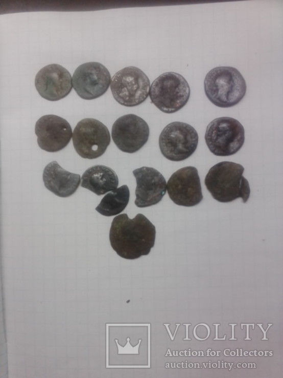 Монети рима і частини бронзових + обломки серебряних., фото №3