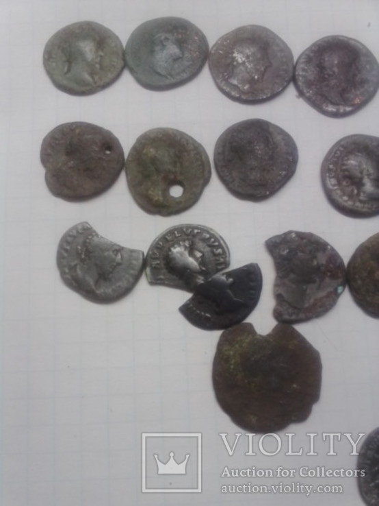 Монети рима і частини бронзових + обломки серебряних., фото №6