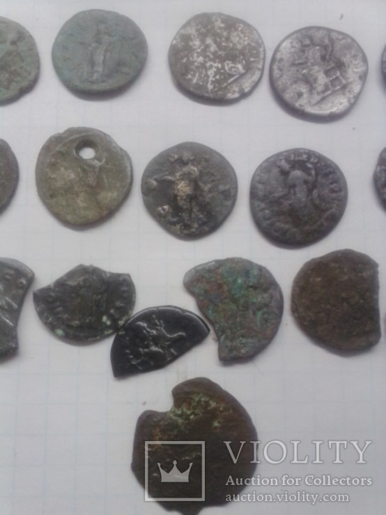 Монети рима і частини бронзових + обломки серебряних., фото №8