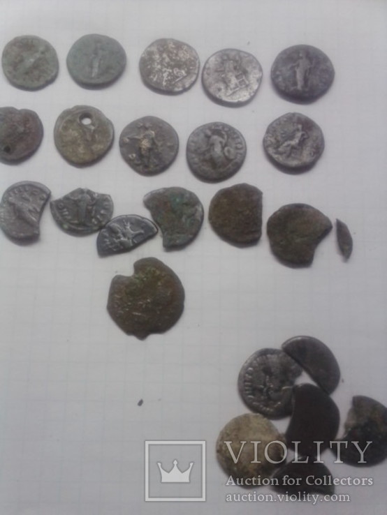 Монети рима і частини бронзових + обломки серебряних., фото №10