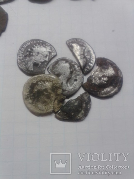 Монети рима і частини бронзових + обломки серебряних., фото №13