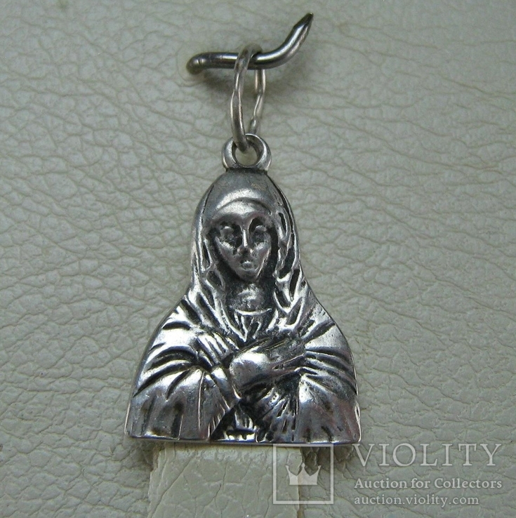 Серебряный Кулон Икона Иконка Пресвятая Богородица Мария Молящаяся 925 проба Серебро 848, фото №2