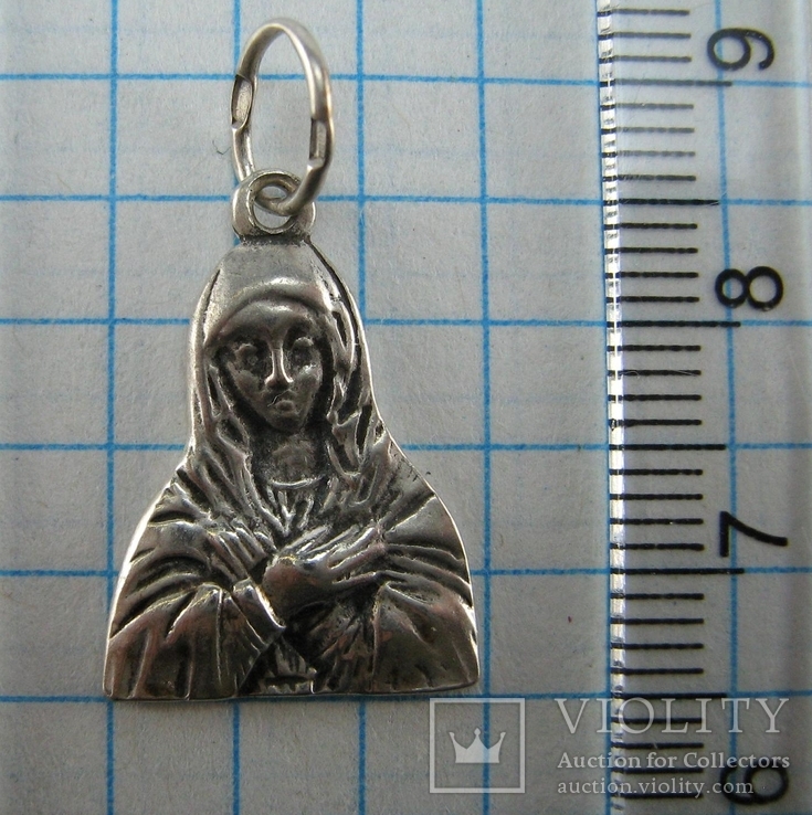 Серебряный Кулон Икона Иконка Пресвятая Богородица Мария Молящаяся 925 проба Серебро 848, фото №3