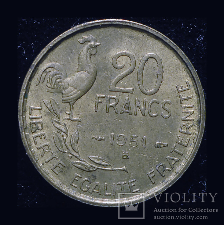 Франция 20 франков 1951 В Unc, фото №2