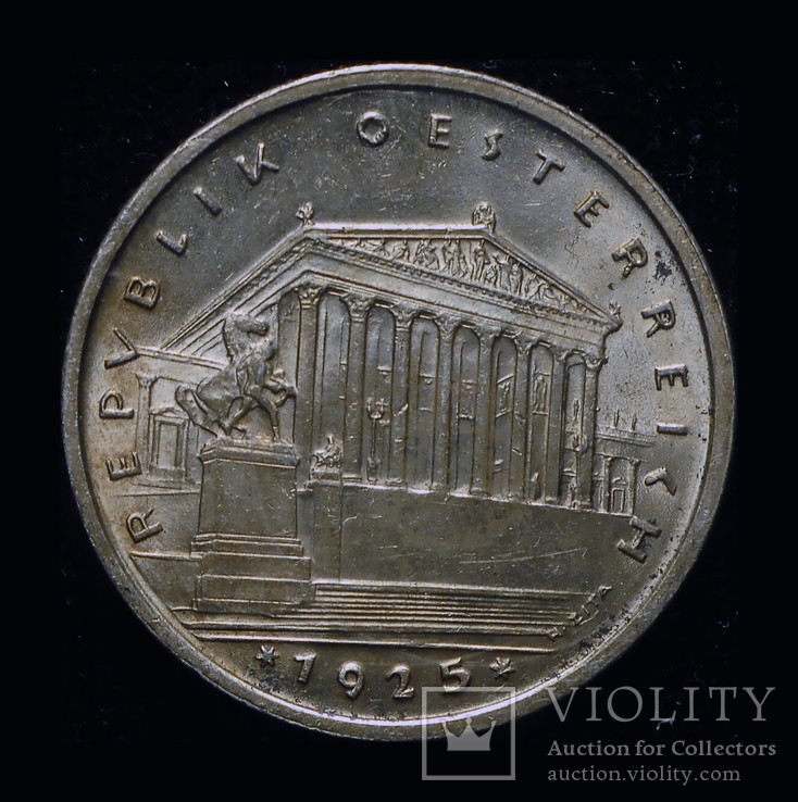 Австрия 1 шиллинг 1925 Unc серебро, фото №2