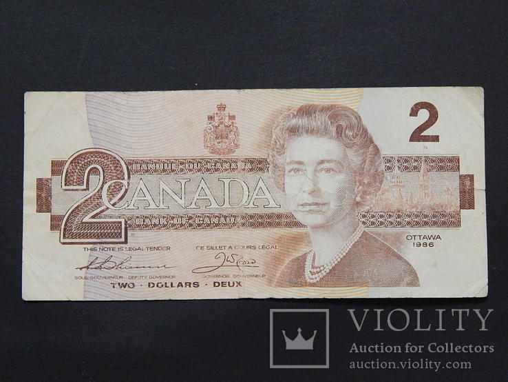 Бона "2 доллара 1986г" Канада (б/у).