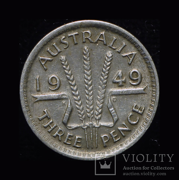 Австралия 3 пенса 1949 серебро, фото №2