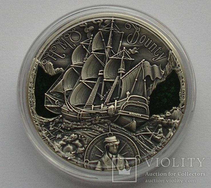 Камерун 2000 франков 2019 Корабль Парусник Баунти серебро 2 Oz Silver Bounty, фото №6