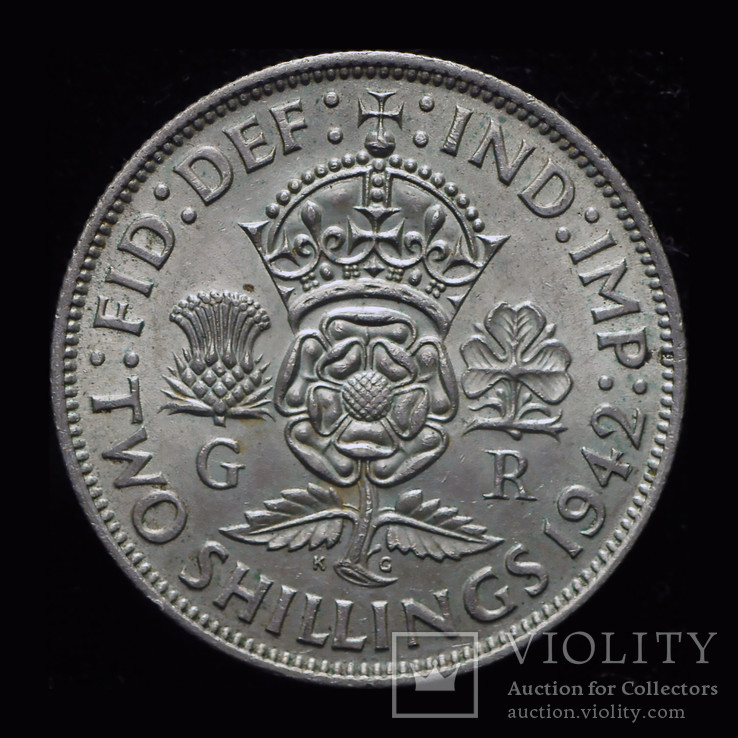 Великобритания флорин 1942 Unc серебро, фото №3