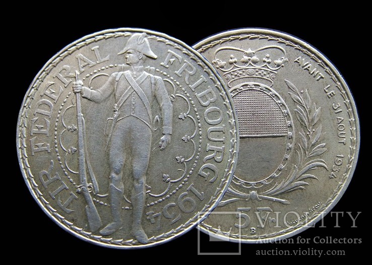 5 франков 1934 года, "Стрелковые", Швейцария, фото №2