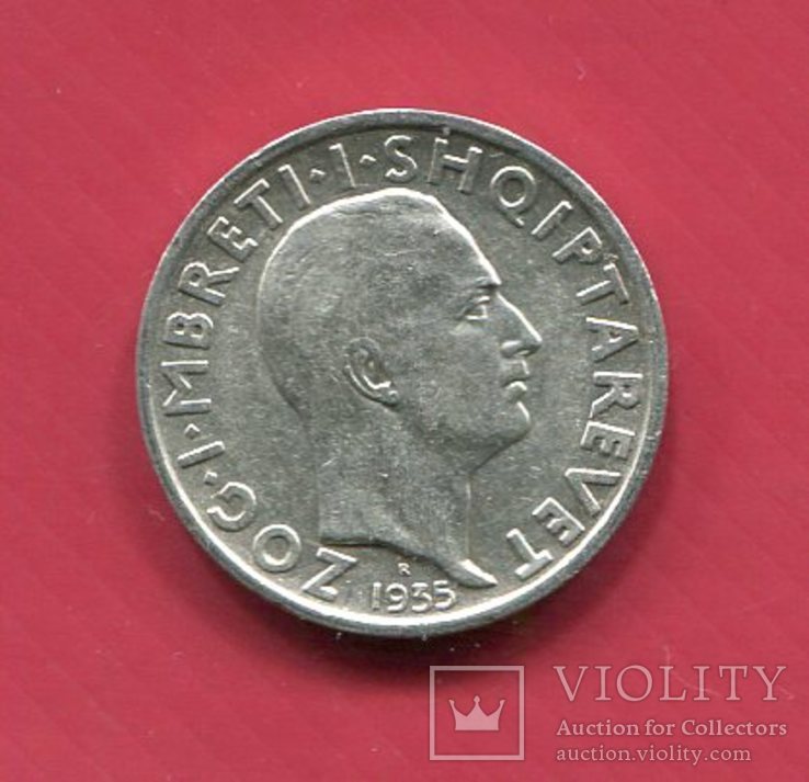 Албания 1 франг 1935 серебро Зогу I, фото №3