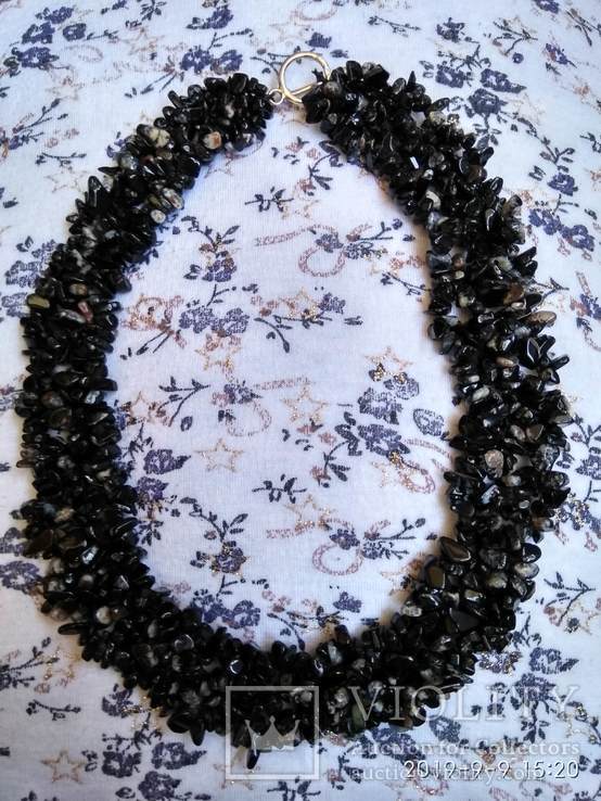 Ожерелье из натурального камня чёрный агат., фото №6