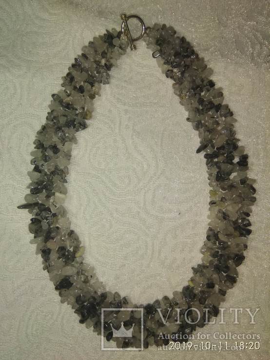 Ожерелье из натурального камня кварц-волосатик (стрела амура), фото №2