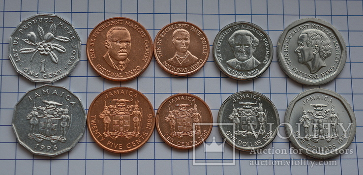 Ямайка, набор современных монет 5 шт, AU, фото №4