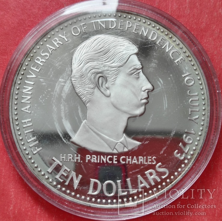 10 долларов 1978 год, Багамские острова. 5 лет независимости серебро 45.36 г, фото №5