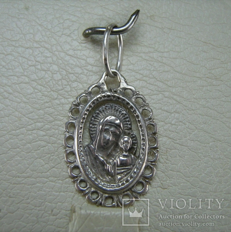 Новый Серебряная Иконка Кулон Пресвятая Богородица Казанская 925 проба Серебро 847, фото №2