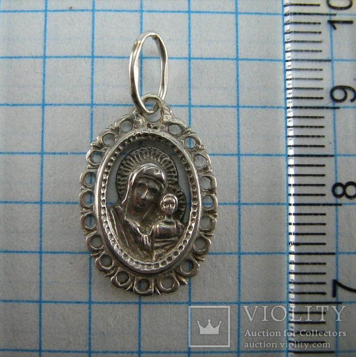 Новый Серебряная Иконка Кулон Пресвятая Богородица Казанская 925 проба Серебро 847, фото №3
