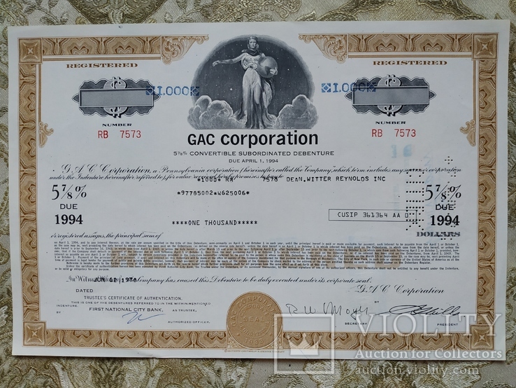 США акции, 1978г GAC CORPORATION №128, фото №2