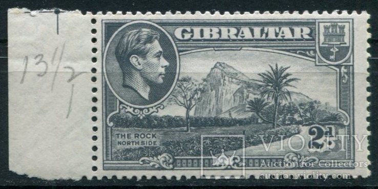 1940 Великобритания колонии Гибралтар  2р перф 13,1/2, фото №2
