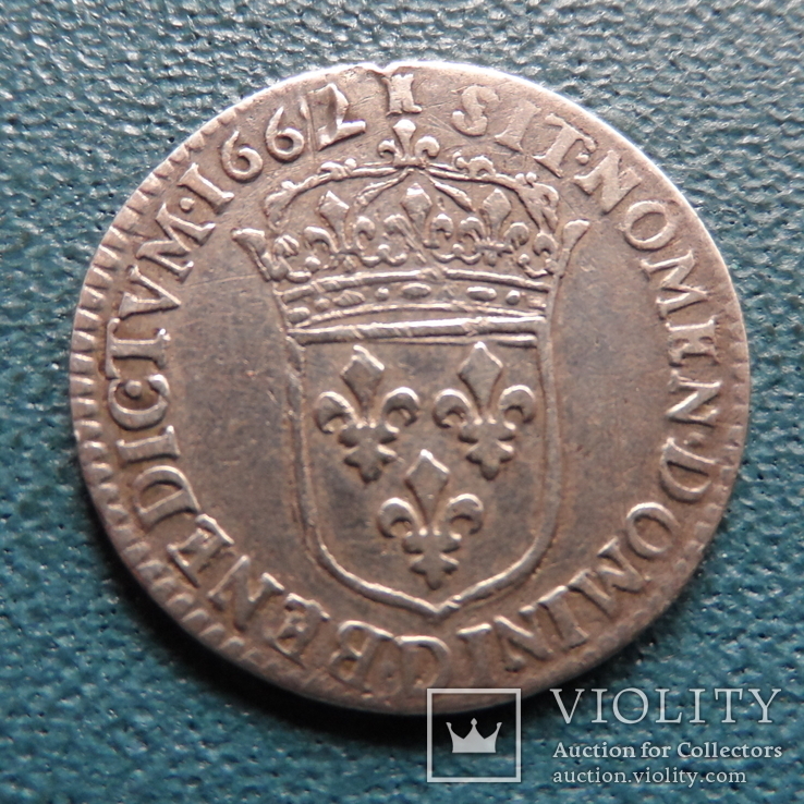 1/12 экю 1662 Людовик XIV Франция серебро  (П.1.1)~, фото №6