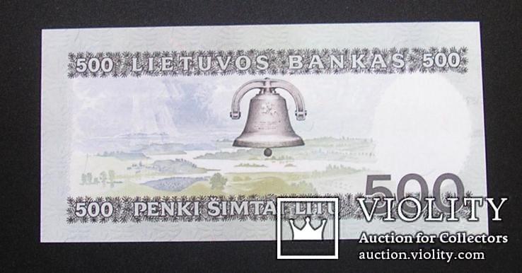 Литва 500 лит 1991 UNC низький номер, фото №3