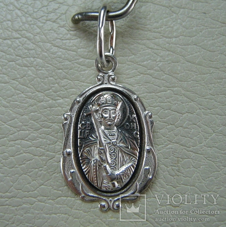 Новый Серебряный Кулон Икона Святой Констанстин Костянтин 925 проба Серебро 692, фото №2