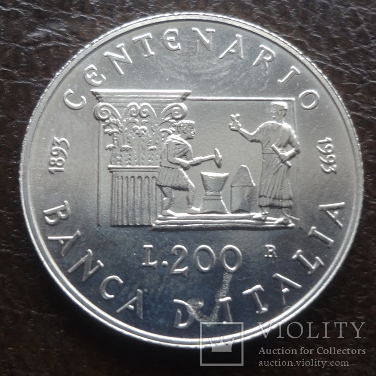 200  лир 1993  Италия    серебро   (А.7.1)~, фото №2
