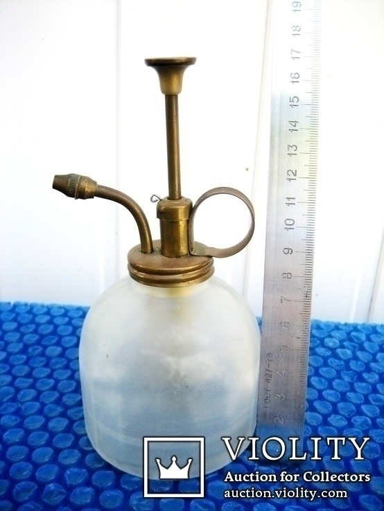 Старовинний пульвілізатор для одеколону, чи духів матового скла, фото №3