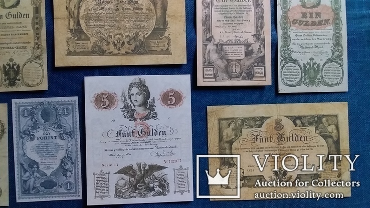 Редкие банкноты. Австро-Венгрия с 1805г.  до 1888г. (Копии) набор 12 штук., фото №4